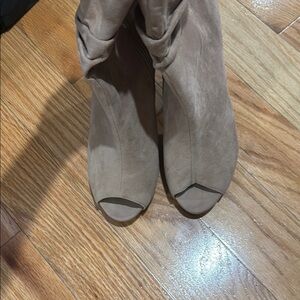 Women's Tan Peep-Toe Boots